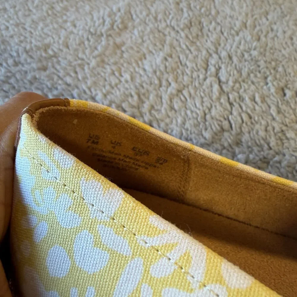 DR. SCHOLLS Shoes Womens 7 Yellow Floral Espadrille Platform Slip-On Loafers